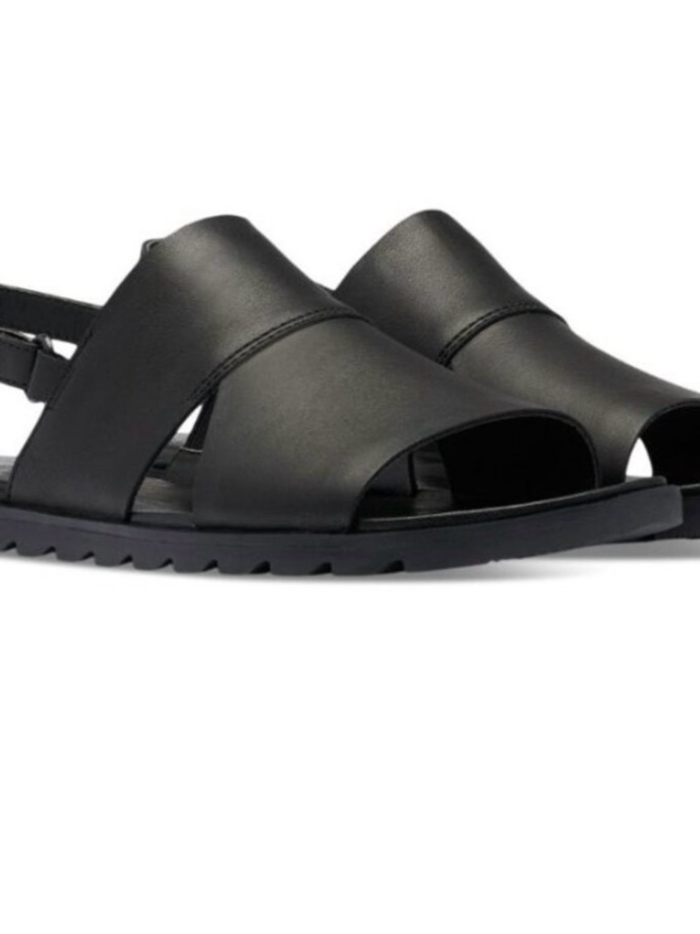 SOREL Ella II Black Leather Sporty Slingback Sandals Ankle Strap Sz 7